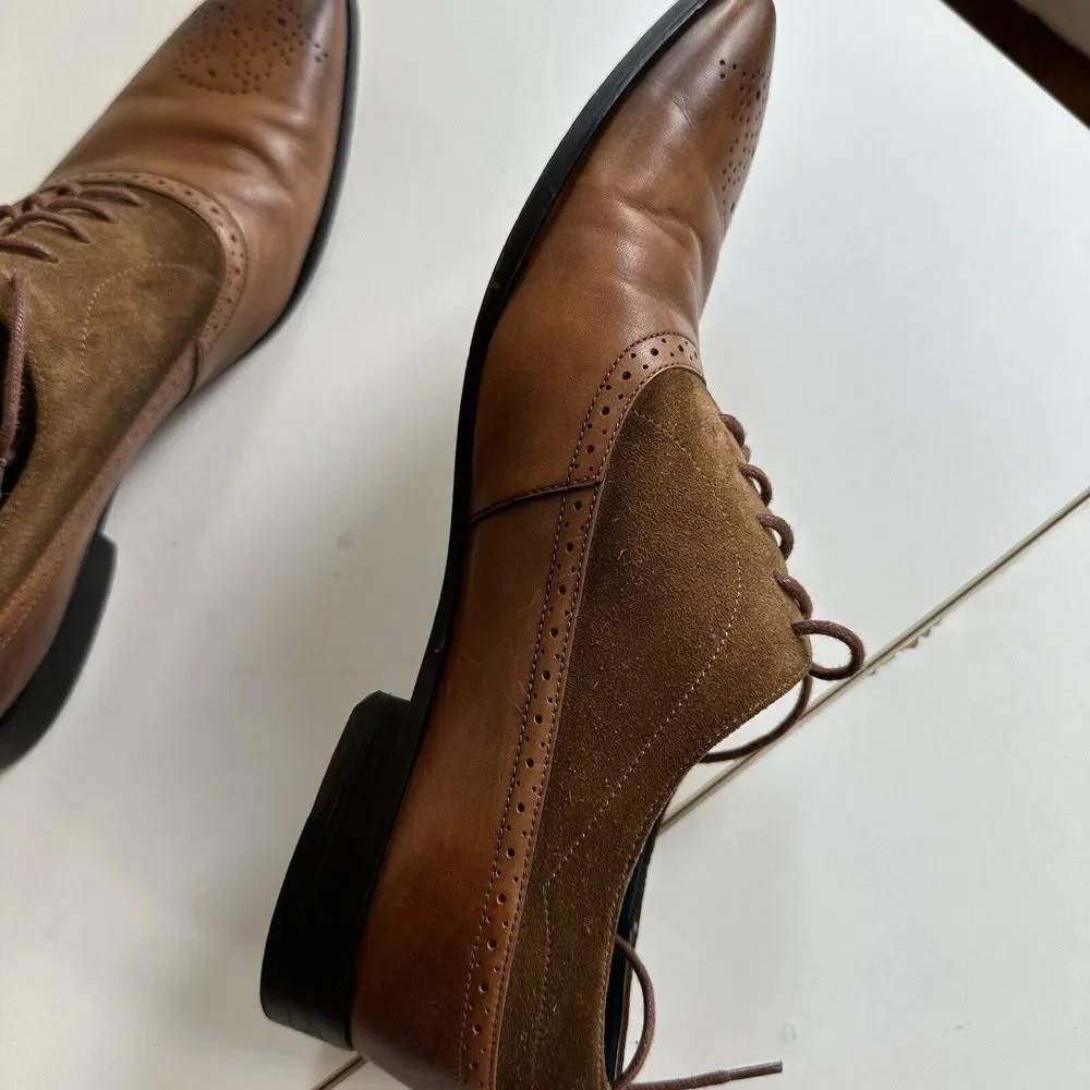 Oliver Sweeney Two‎ Tone Tan Brown Suede Leather Shoes Sanago UK 10 US 12 EU 44